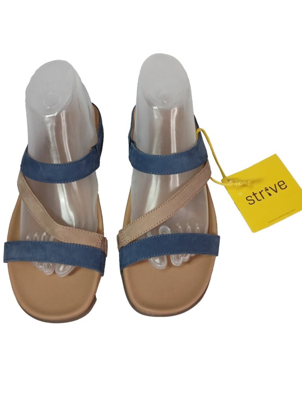 Strive trio slip on sandals 8.5 /9 Blue Tan New With Tags Old Stock Arch Support